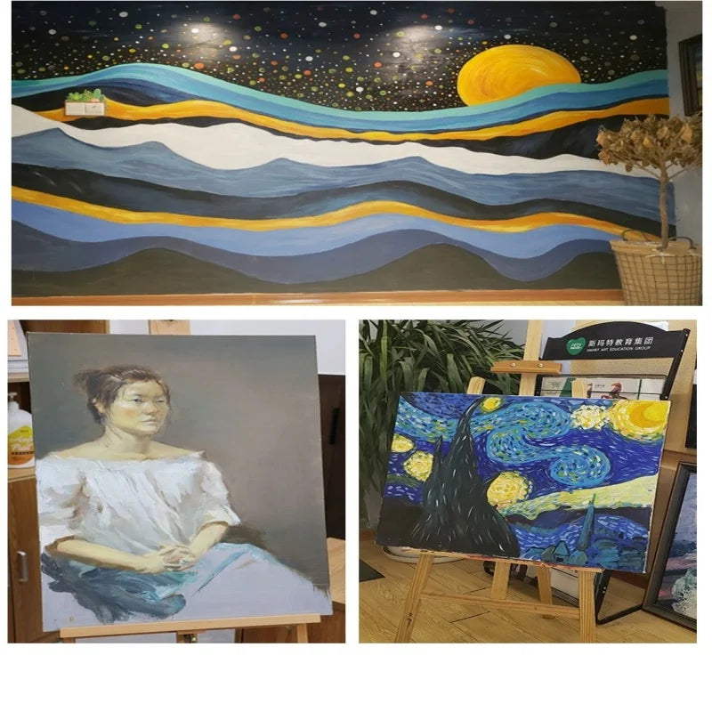 Lienzo de pintura al óleo negro de 5 metros profesional para pintura al óleo, pigmentos acrílicos y suministros de arte
