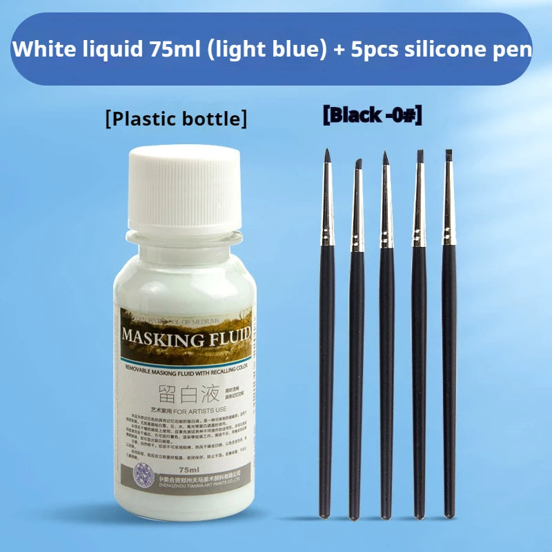 Tinta de enmascaramiento para acuarela, botella de Gel blanco líquido, tubo de aguja, pintura líquida blanca de acuarela