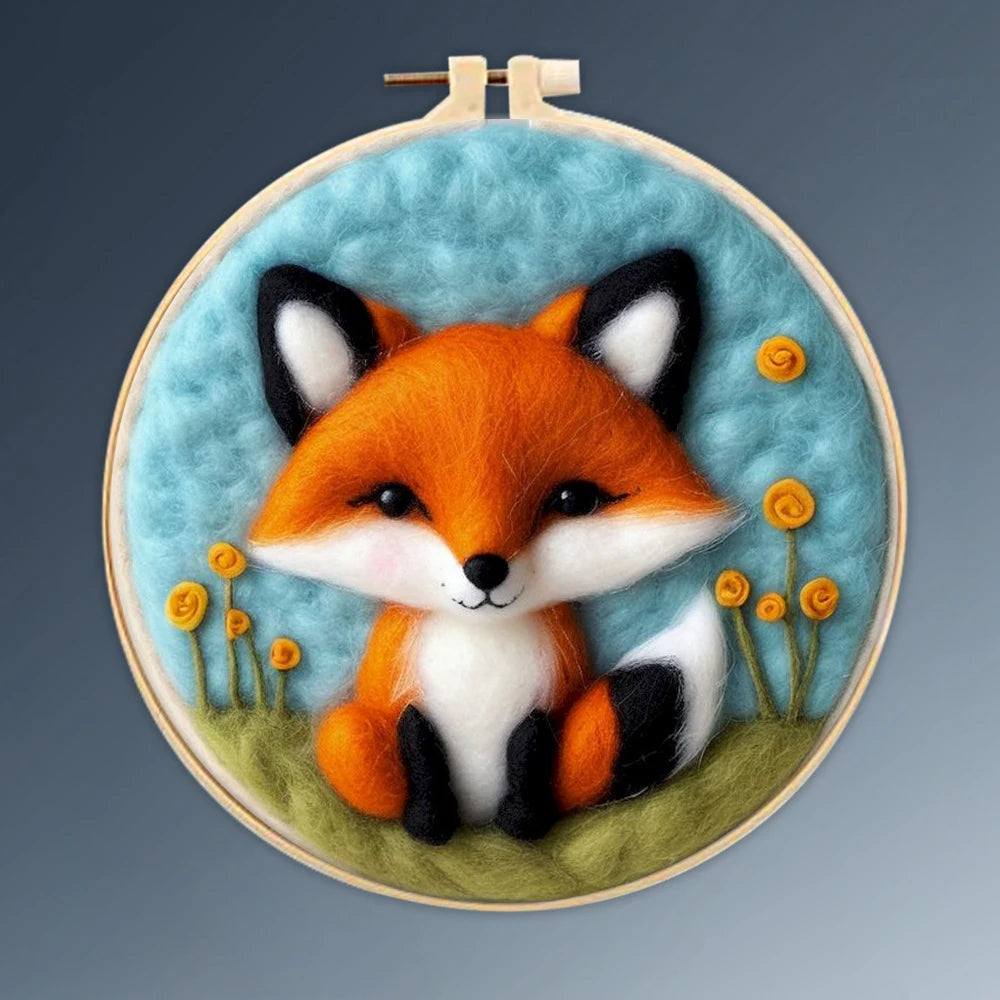 Kit de bordado de lana de fieltro, de animales
