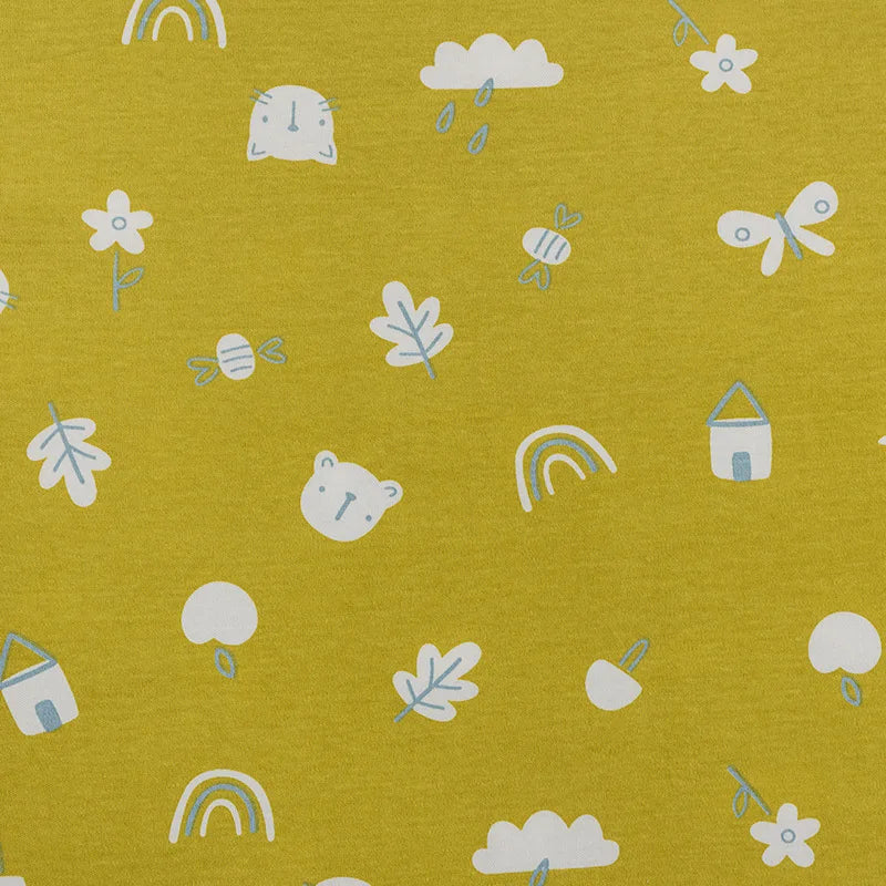 Tela de Jersey para niños de 180x50cm, tela de punto de algodón peinado con estampado de dibujos animados