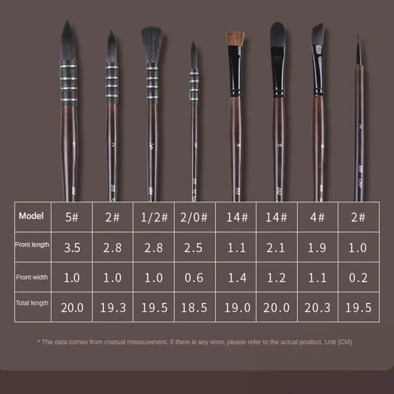 Juego de pinceles de pintura de acuarela de pelo de nailon de imitación de ardilla, de alta gama, juego de 10 piezas en bolso de tela Oxford