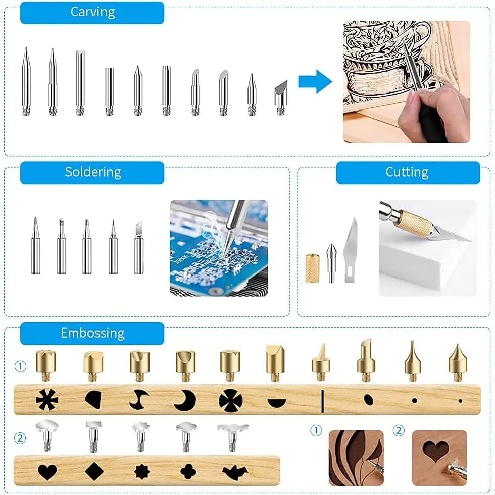 Soldador eléctrico, kit de quema de madera, pluma de pirograbado de 60W.