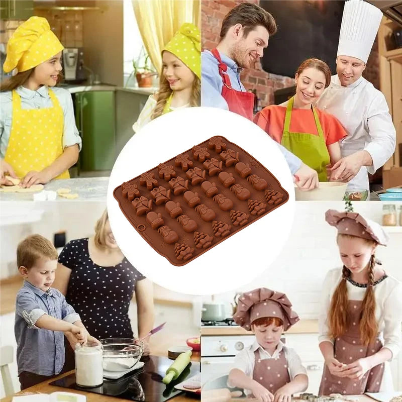 Molde de silicona para Chocolate de Navidad, hombre de jengibre, árbol de Navidad, molde para galletas, cocina casera, herramientas para hornear