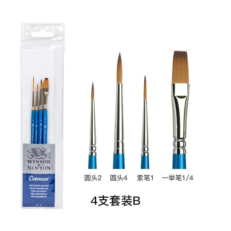 Pinceles de nylon de mango corto Winsor & Newton Cotman, juego de 3/4/5, pinceles para acuarela Gouache, suministros de arte