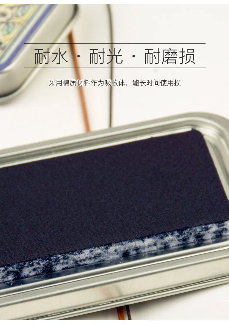 Almohadillas de tinta japonesas Classique, tinta aceitosa de Color Retro, almohadilla de tinta de secado rápido, sello de caja de Metal resistente al agua, 12 colores disponibles, 1 ud.