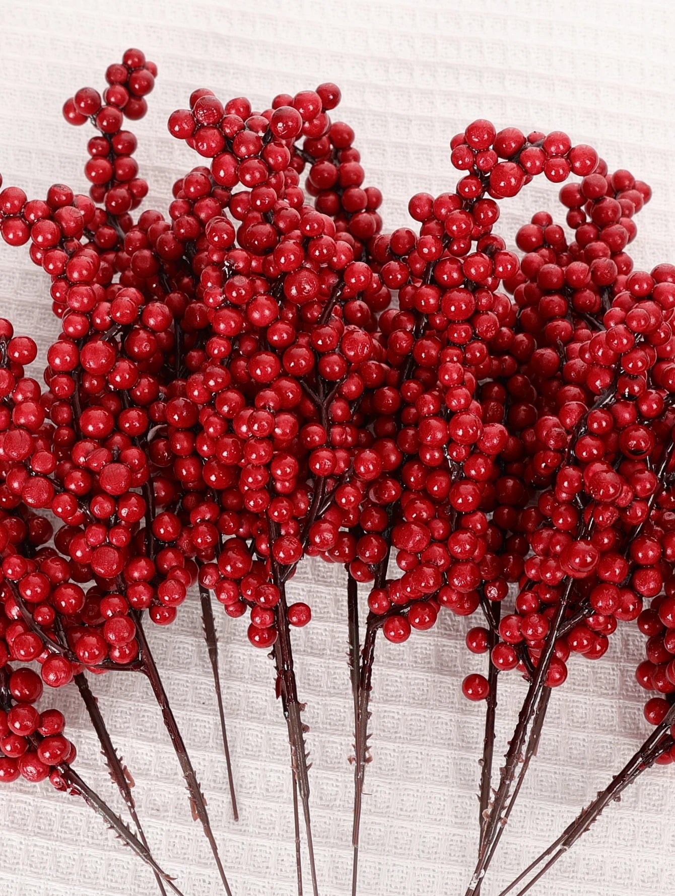 Simulación de bayas rojas artificiales, ramas de frutas navideñas para árbol de Navidad, adornos de mesa, decoración de corona