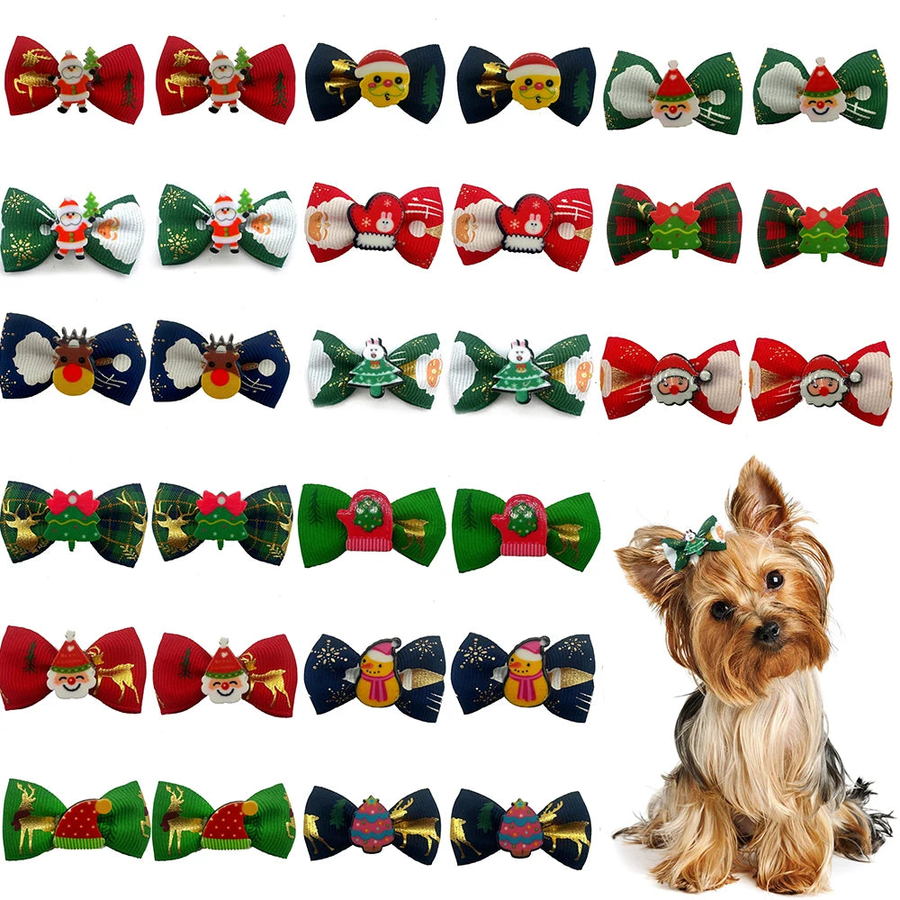 Lazos para el pelo de perros pequeños de Navidad, accesorios para el cuidado de mascotas, 10/20 piezas