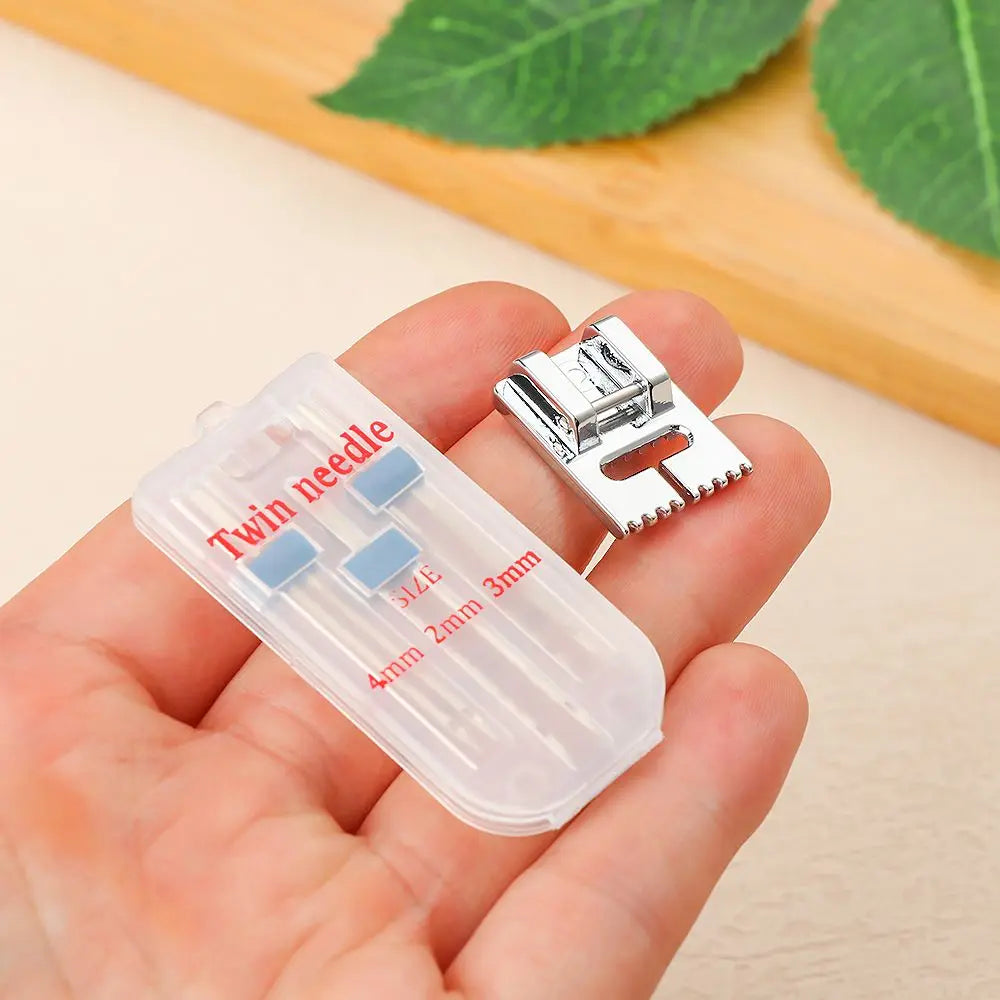 Prensatelas arrugadas para máquina de coser, herramientas multifuncionales con 9 ranuras, doble puntada, 3 tamaños, 2/90, 3/90, 4/90