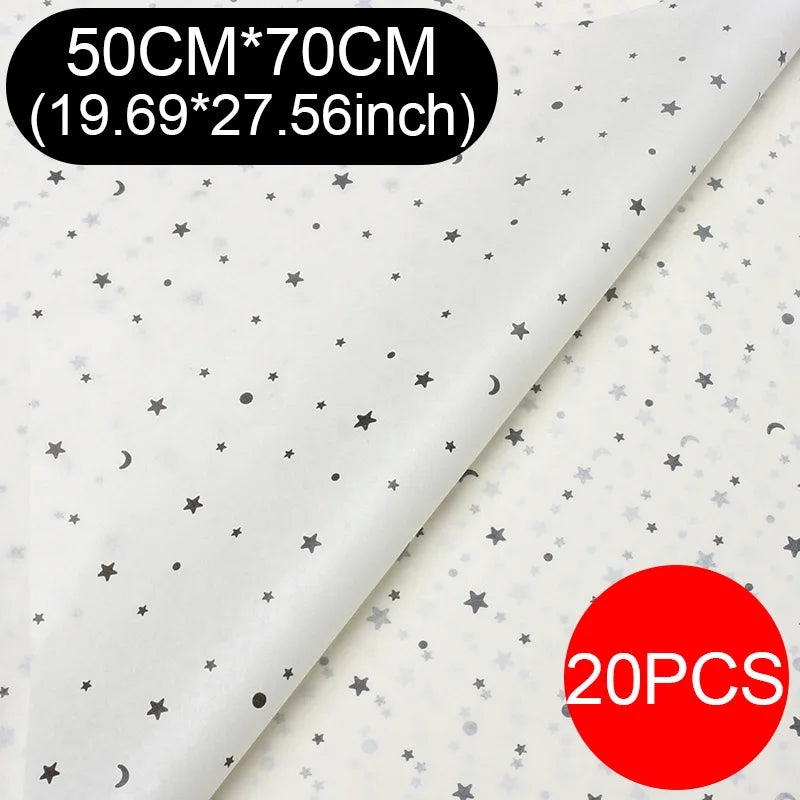 20 unids/lote 50x70cm, oro negro blanco Multicolor papel tisú para envolver regalos