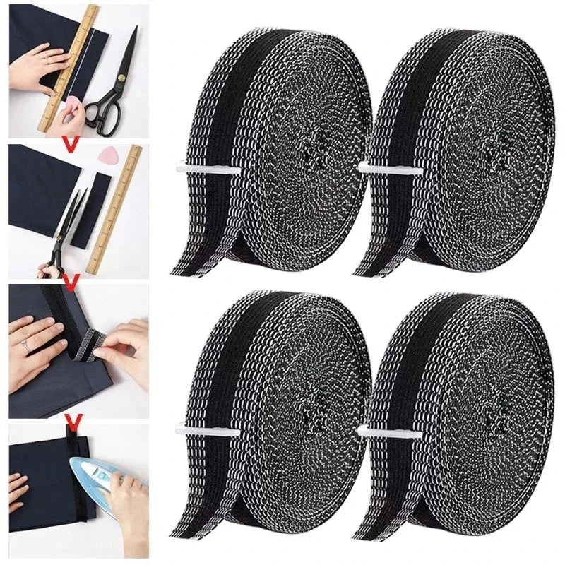 Cinta autoadhesiva para dobladillo de pantalones, 1M-5M, planchado en el borde de los pantalones, lavable, fácil de usar