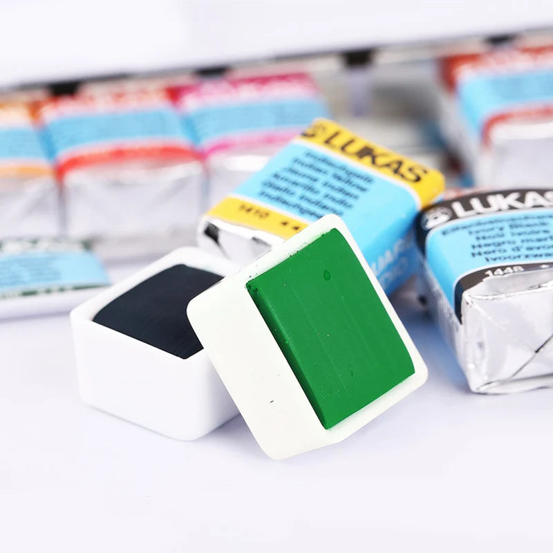 Lukas-pintura de acuarela sólida, pincel de acuarela profesional transparente, caja de Metal, Paleta portátil, 24 colores, Alemania