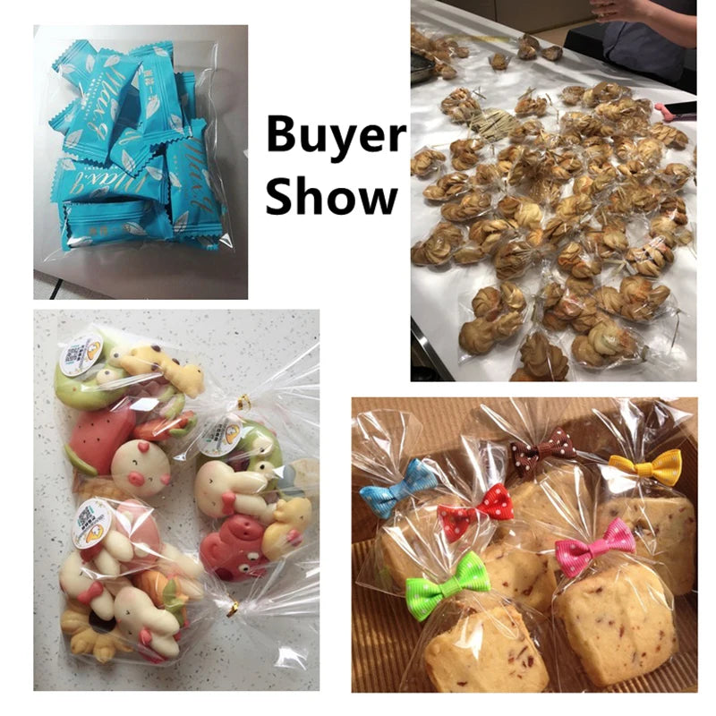 100 Bolsas de plástico transparente para dulces, galletas, pan, alimentos, etc., con alambre de cierre