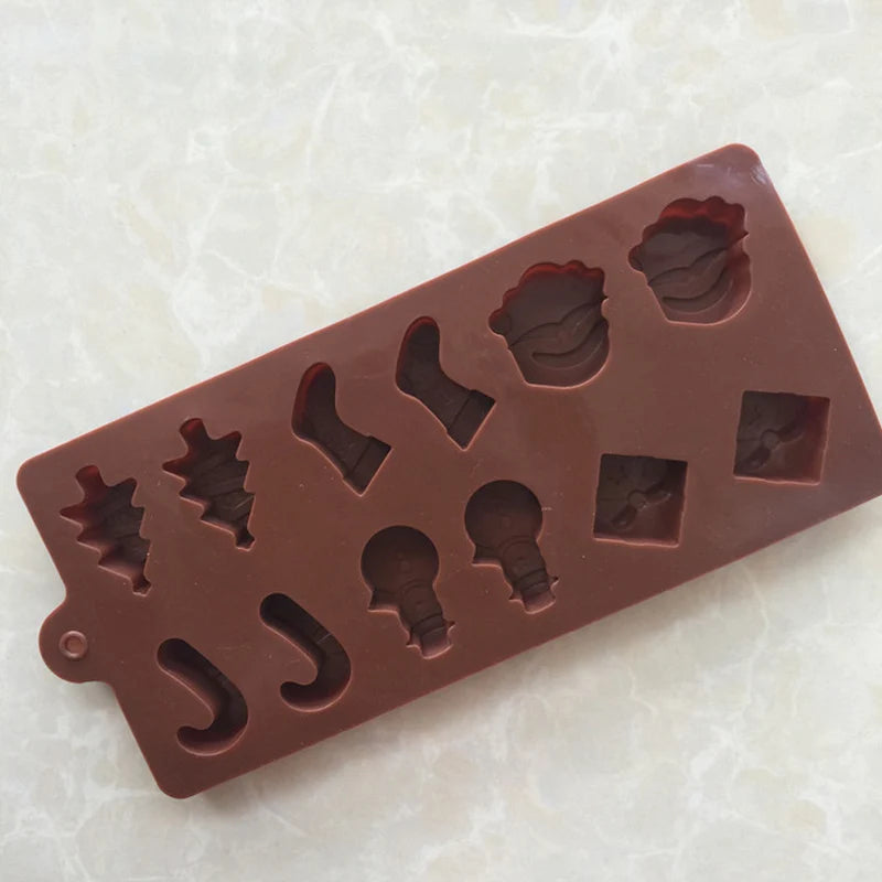Molde de silicona antiadherente con formas de Navidad, para hornear galletas, chocolate, Fondant, dulces, etc.