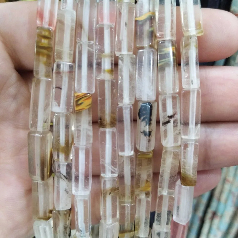 28PCS aprox. Piedra Natural cuadrada, Ojo de Tigre, lapislázuli, ágata, labradorita, jaspe, para fabricación de joyas 4*13mm