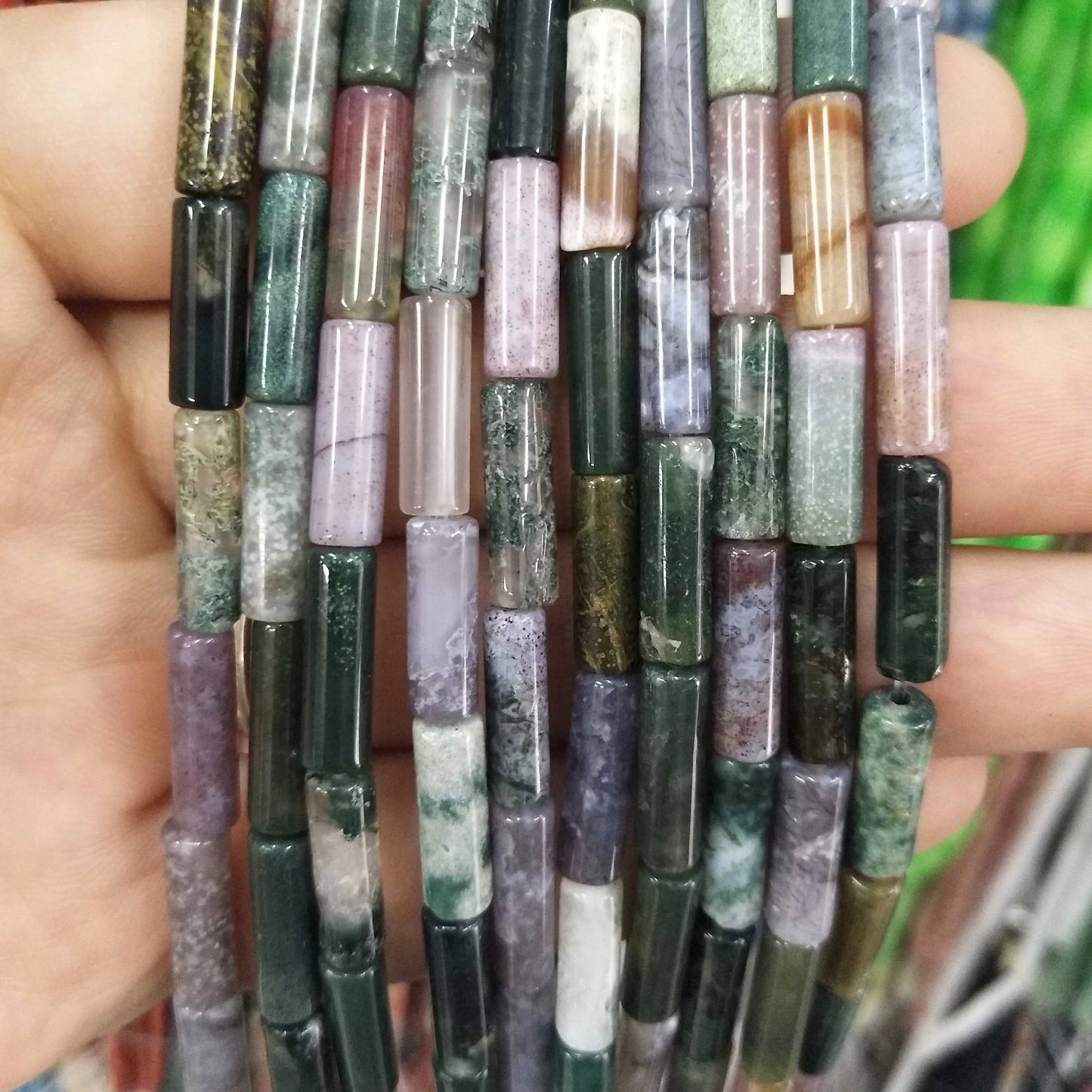Cilindro de piedra Natural, turquesas, ágatas, lapislázuli, mostacillas de piedra