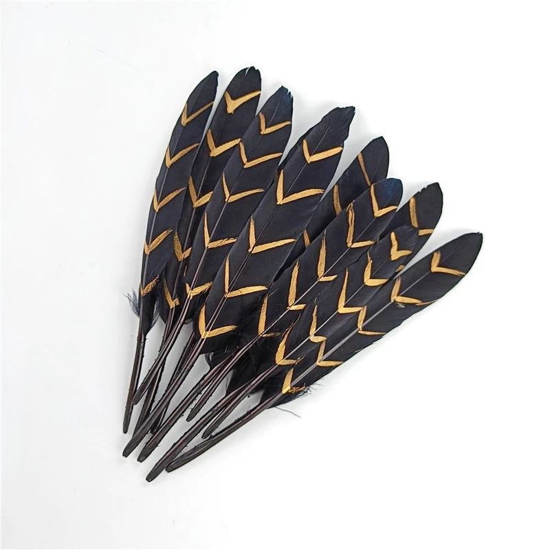 Plumas de ganso negras bañadas en dorado y plateado para decoración, accesorios de artesanía, 20 piezas