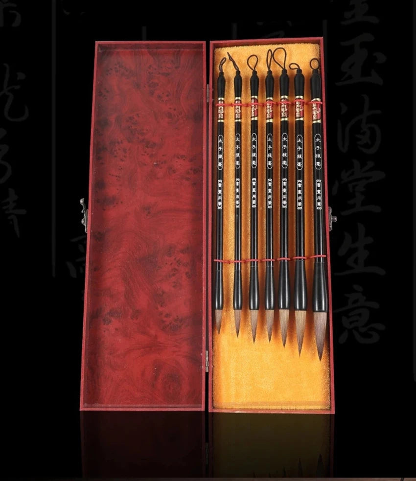 Pinceles para artistas, juego especial de pluma de caligrafía, práctica de escritura regular, 7 piezas por juego en caja de madera