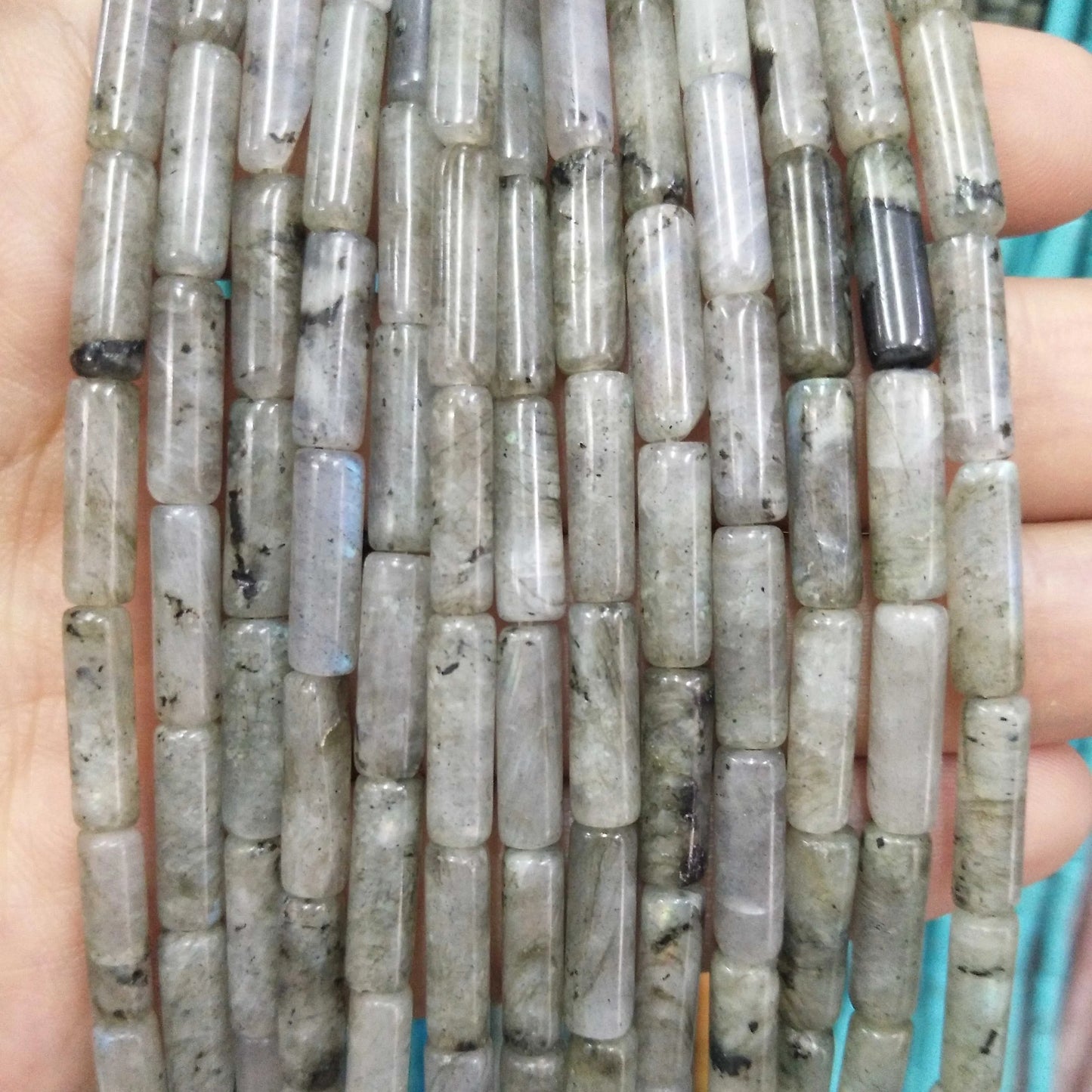 Cilindro de piedra Natural, turquesas, ágatas, lapislázuli, mostacillas de piedra