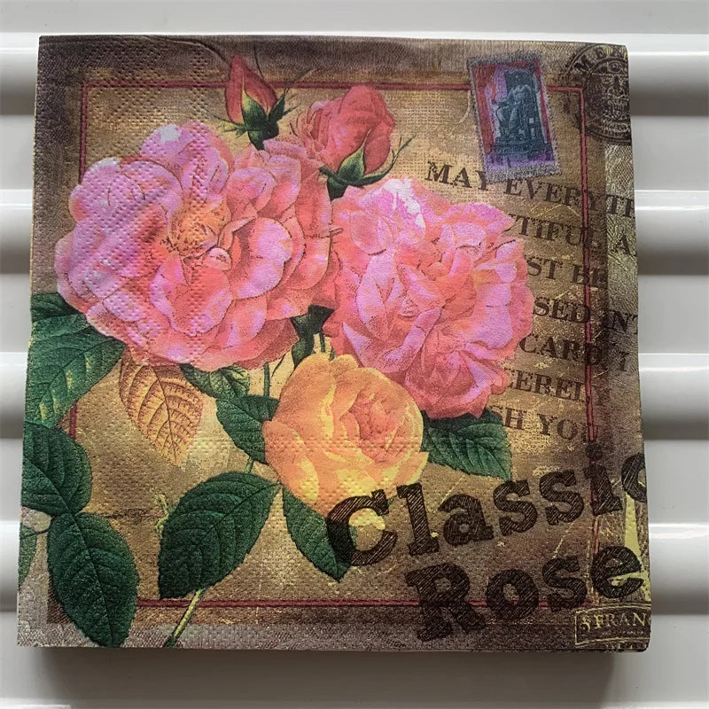 Decoupage-Servilletas de papel de flores, mariposas, 20 unidades