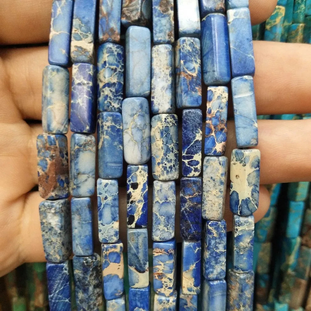 28PCS aprox. Piedra Natural cuadrada, Ojo de Tigre, lapislázuli, ágata, labradorita, jaspe, para fabricación de joyas 4*13mm