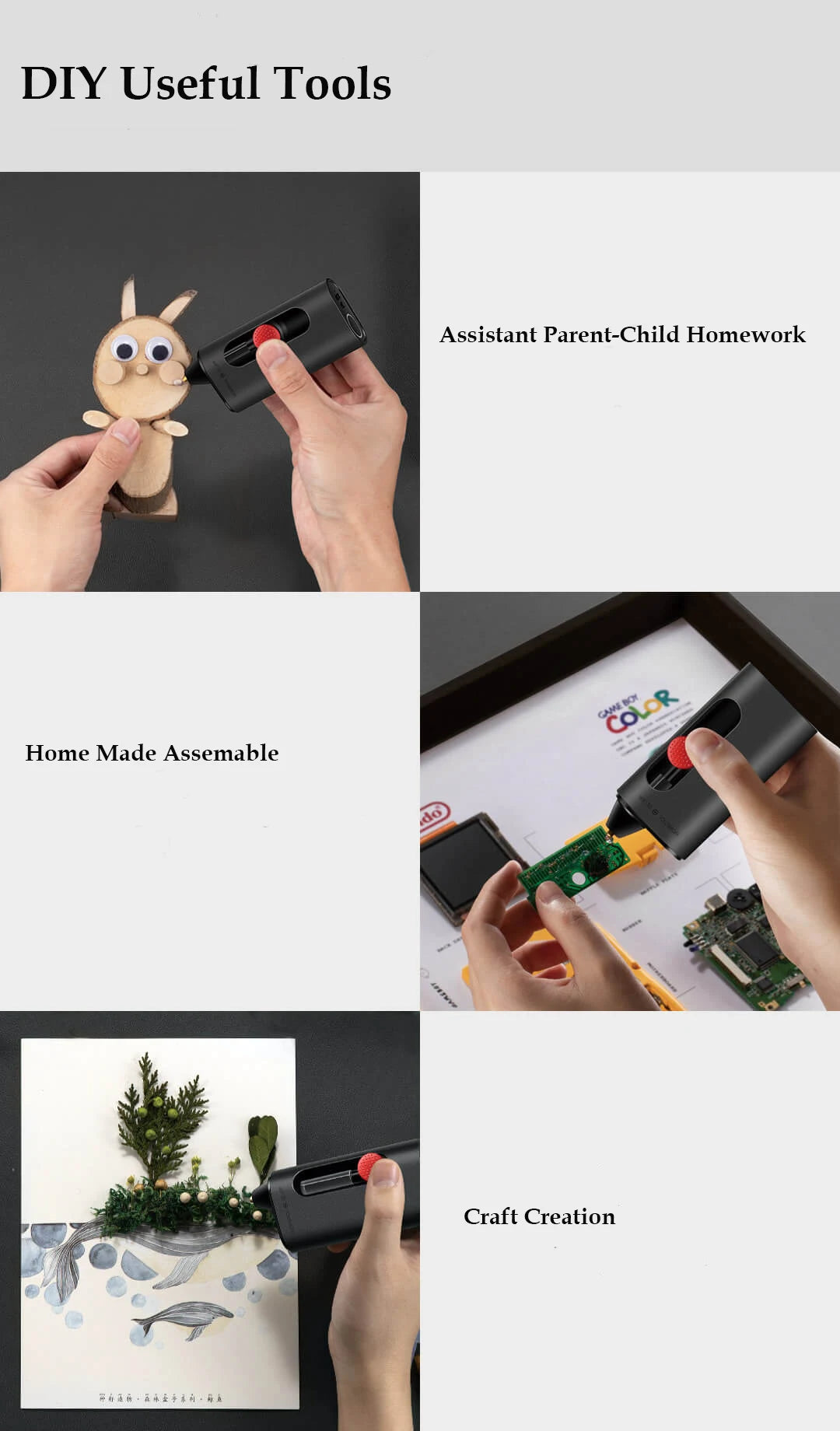 Wowstick-lápiz de pegamento eléctrico inalámbrico para manualidades, para pegamento de fusión en caliente recargable tipo C, 2000mAh, con 20 piezas