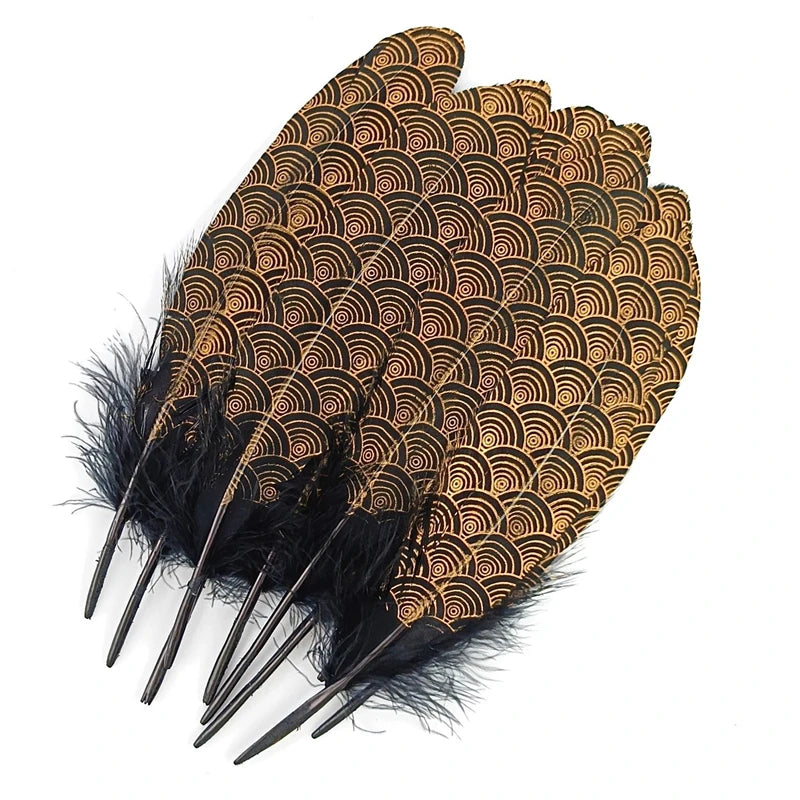 Plumas de ganso negras bañadas en dorado y plateado para decoración, accesorios de artesanía, 20 piezas