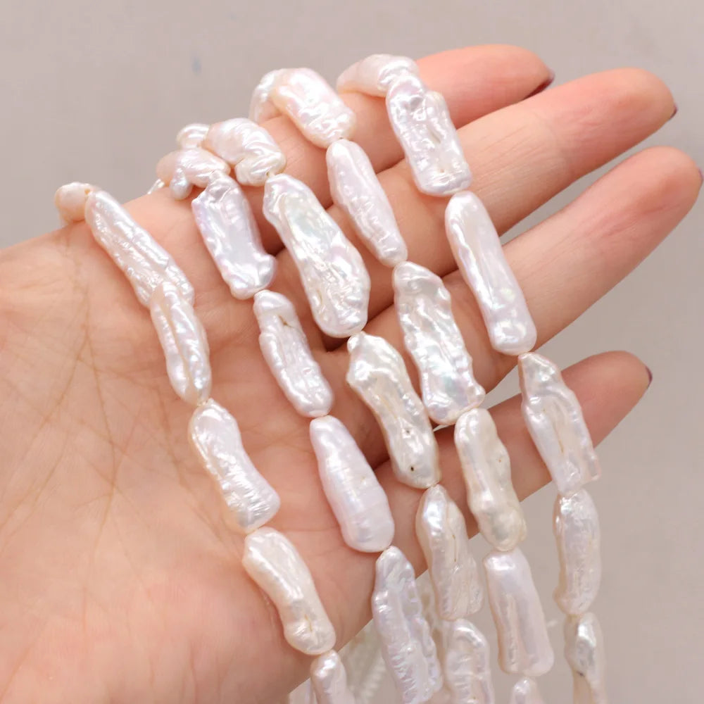Perla de agua dulce Natural, cuentas sueltas barrocas rectangulares irregulares para la fabricación de joyas, pulsera, pendientes, collar, accesorio