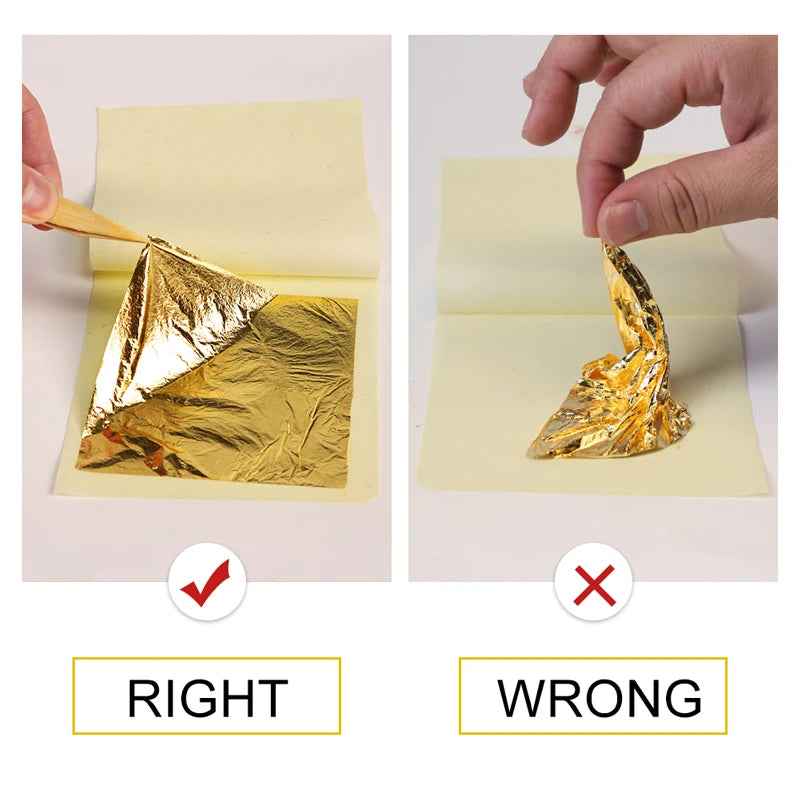 Hojas de hojas de oro puro de 24K, 10 Uds. para manualidades