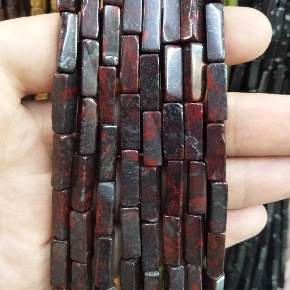 28PCS aprox. Piedra Natural cuadrada, Ojo de Tigre, lapislázuli, ágata, labradorita, jaspe, para fabricación de joyas 4*13mm