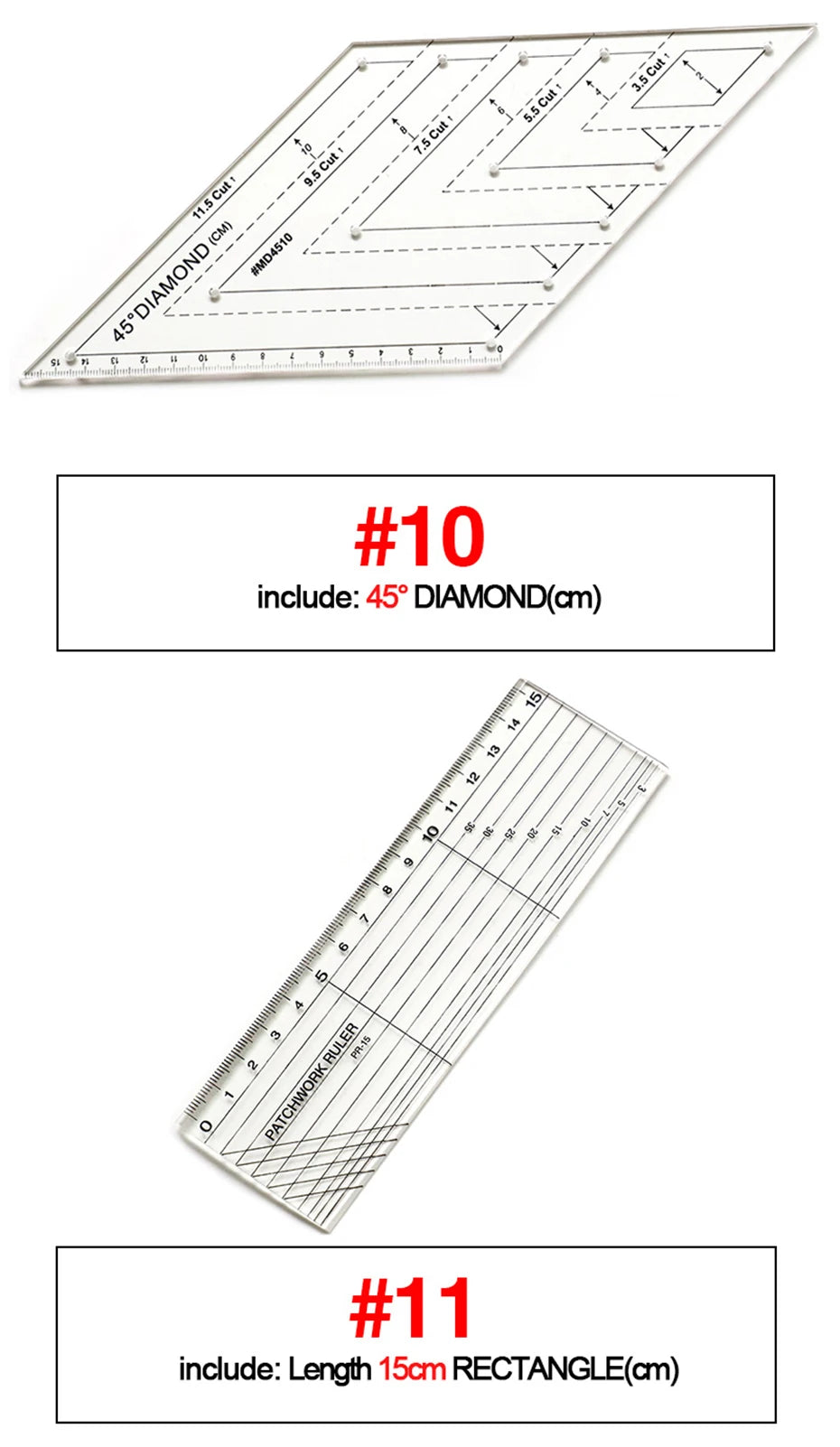 4 unids/set de reglas de costura, acrílicas