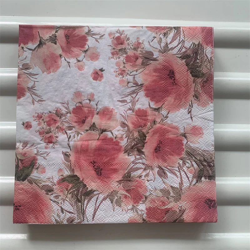 Decoupage-Servilletas de papel de flores, mariposas, 20 unidades