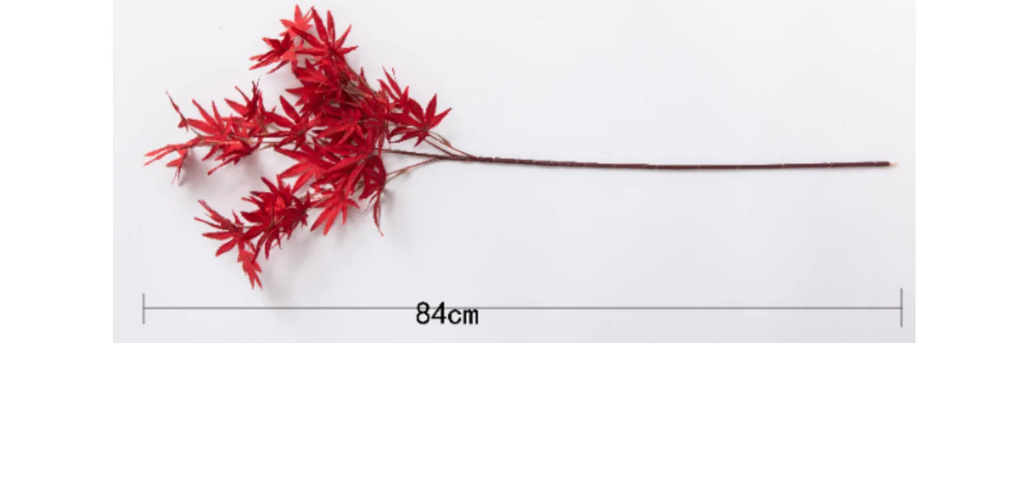 Planta de simulación de hoja de arce, 4 ramas, decoración