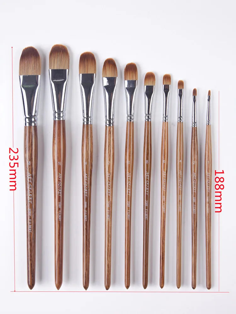 ArtSecret-pinceles artísticos de mango corto de madera de roble de pelo sintético, 2089FB