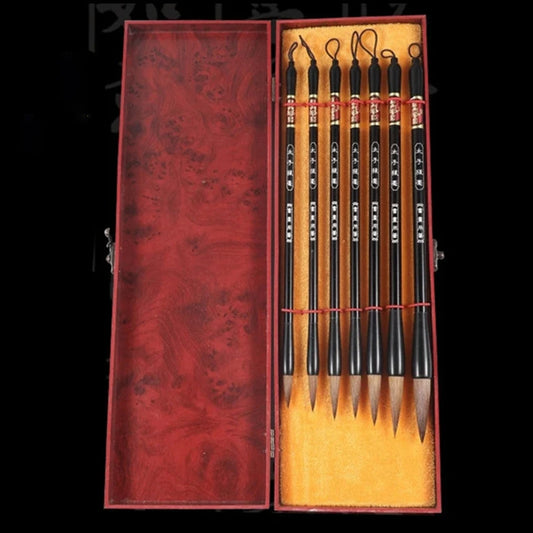 Pinceles para artistas, juego especial de pluma de caligrafía, práctica de escritura regular, 7 piezas por juego en caja de madera