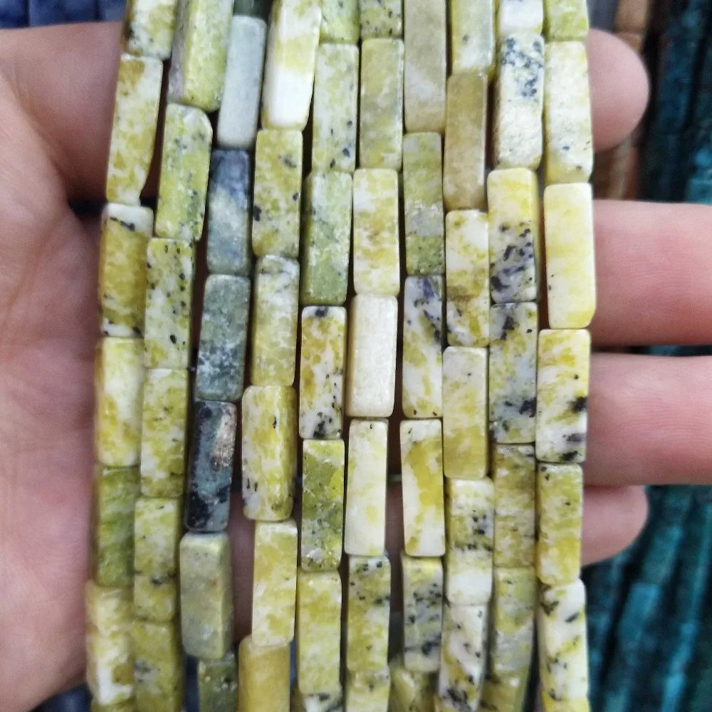 28PCS aprox. Piedra Natural cuadrada, Ojo de Tigre, lapislázuli, ágata, labradorita, jaspe, para fabricación de joyas 4*13mm
