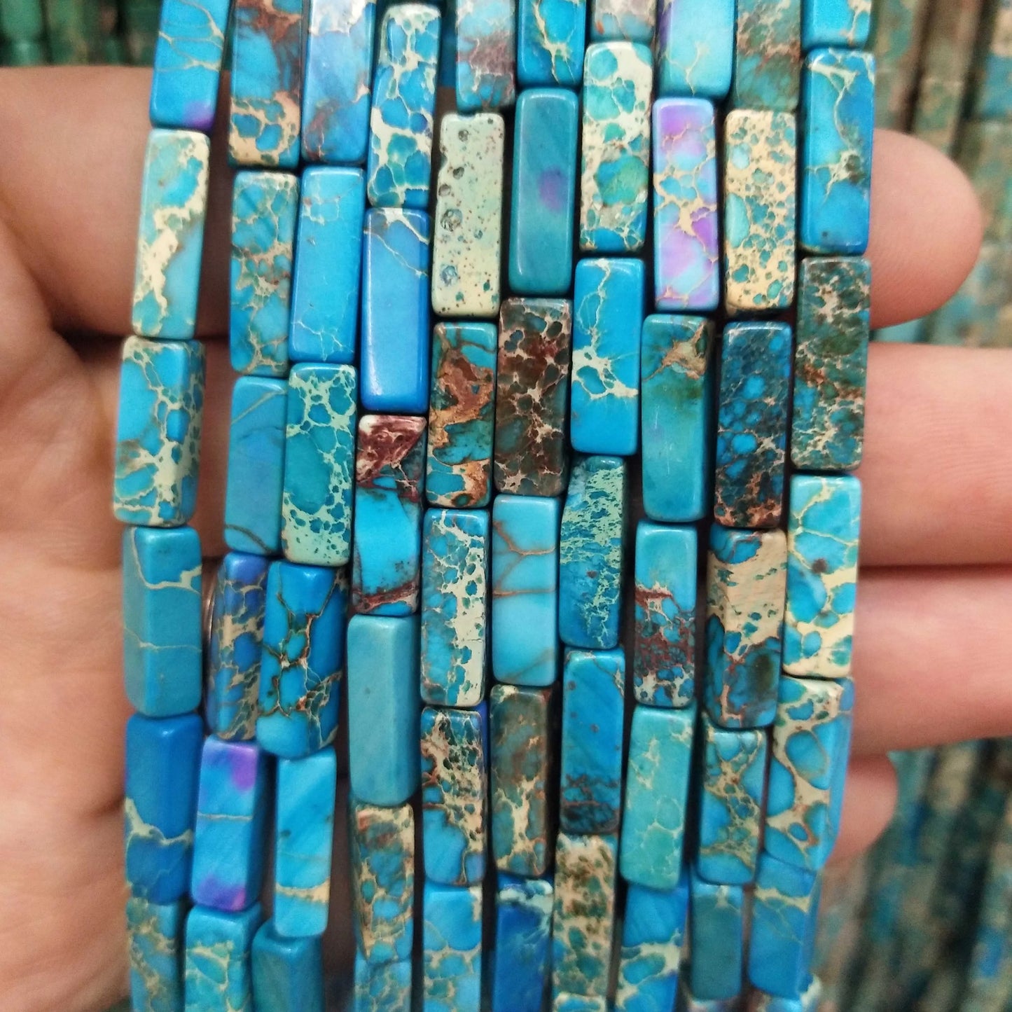 28PCS aprox. Piedra Natural cuadrada, Ojo de Tigre, lapislázuli, ágata, labradorita, jaspe, para fabricación de joyas 4*13mm