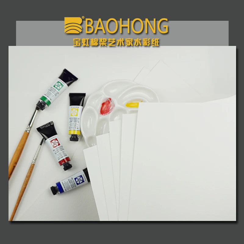 Baohong-Papel de acuarela para artistas, 100% algodón, 300g, 32K/16K/8K/4K