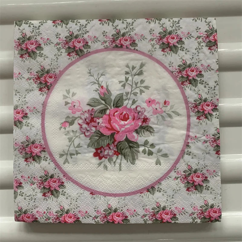 Decoupage-Servilletas de papel de flores, mariposas, 20 unidades