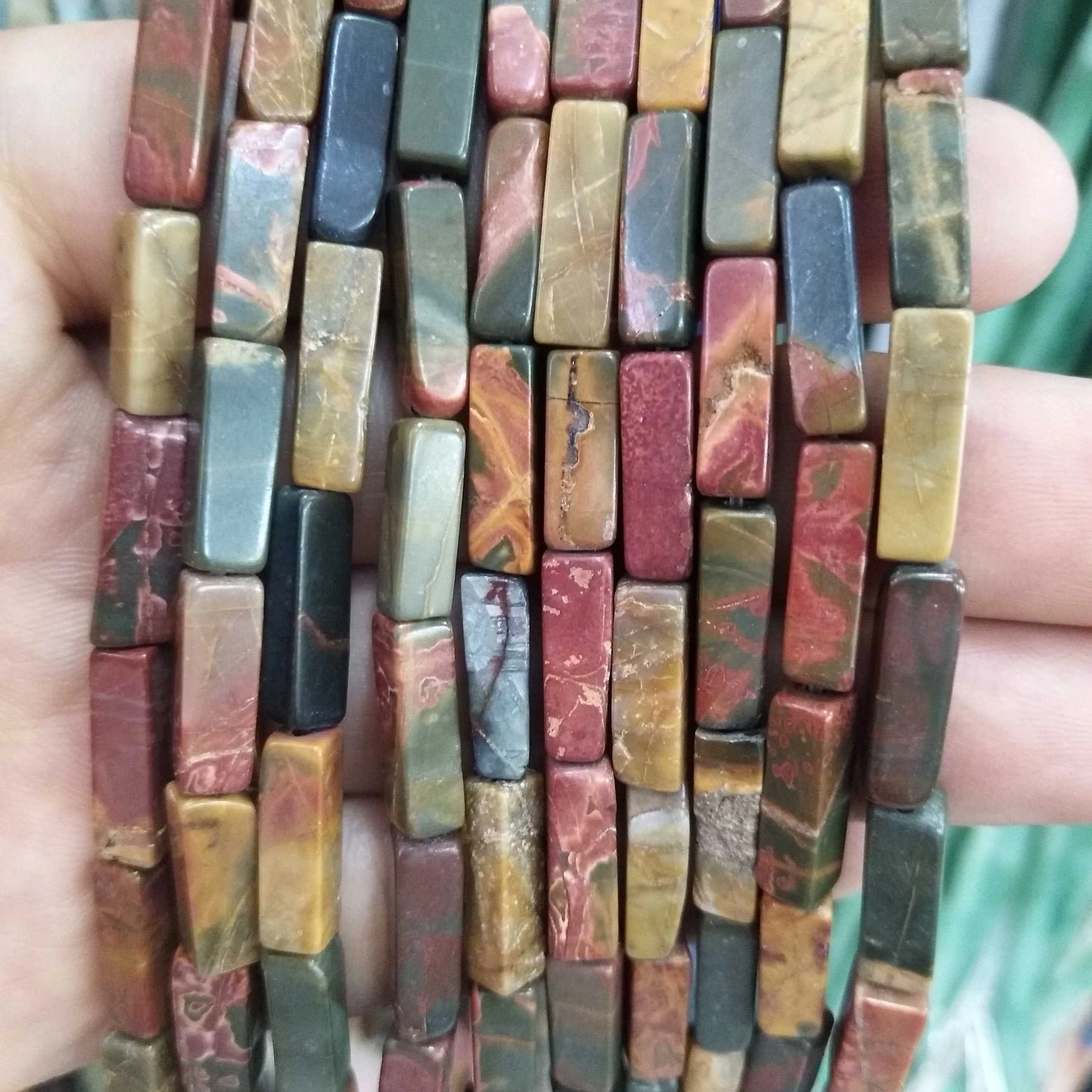 28PCS aprox. Piedra Natural cuadrada, Ojo de Tigre, lapislázuli, ágata, labradorita, jaspe, para fabricación de joyas 4*13mm