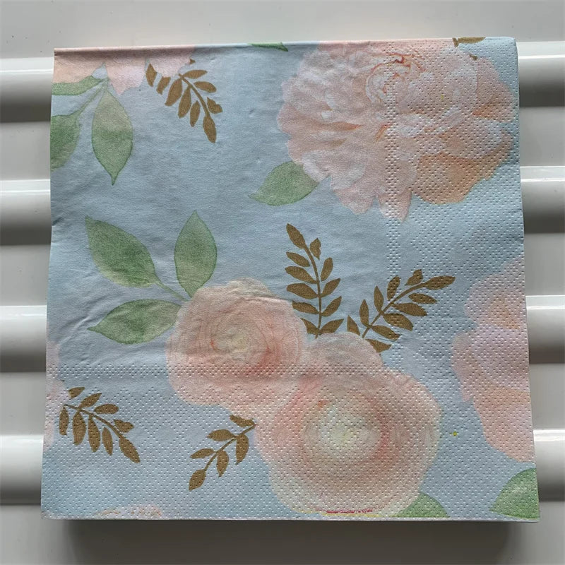 Decoupage-Servilletas de papel de flores, mariposas, 20 unidades