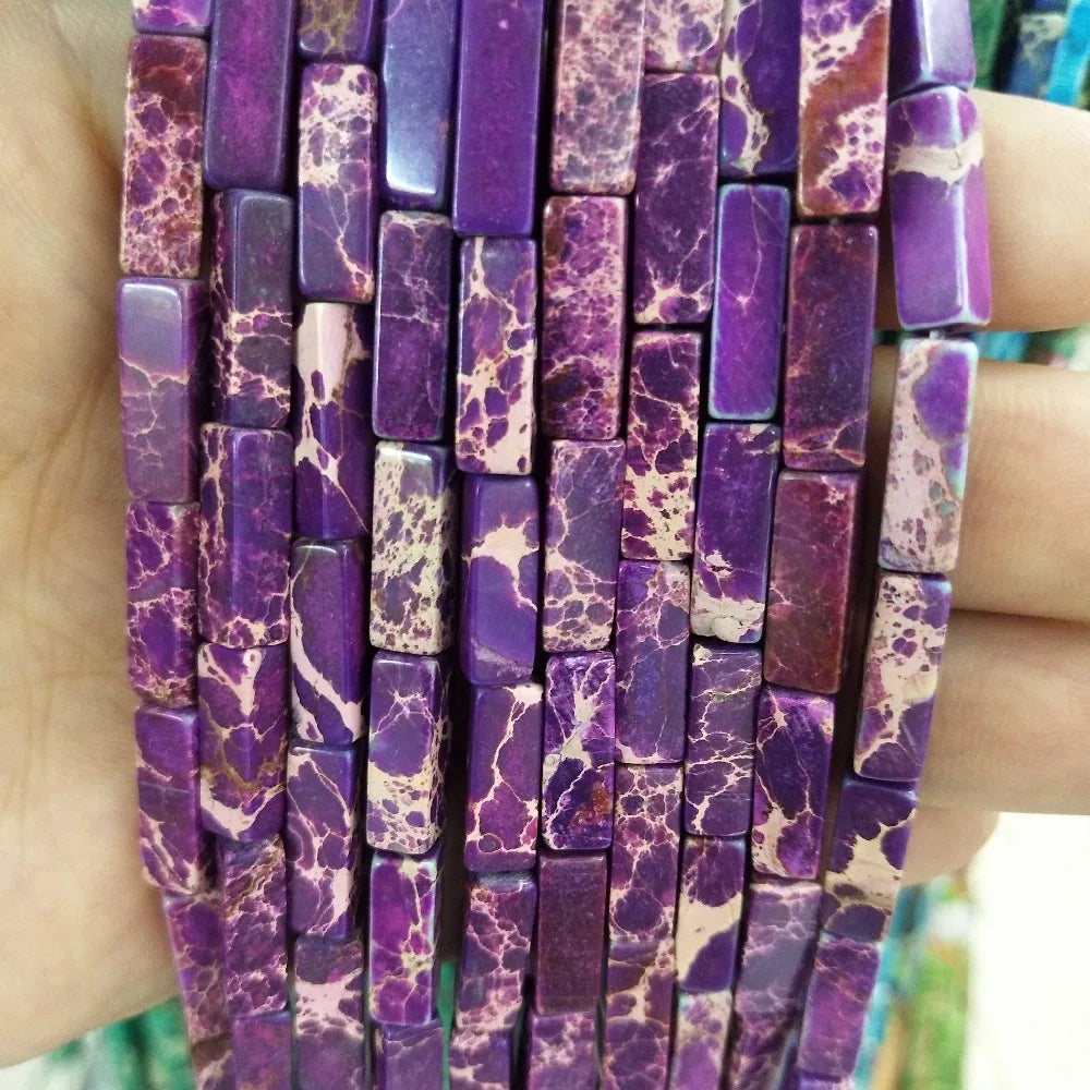 28PCS aprox. Piedra Natural cuadrada, Ojo de Tigre, lapislázuli, ágata, labradorita, jaspe, para fabricación de joyas 4*13mm