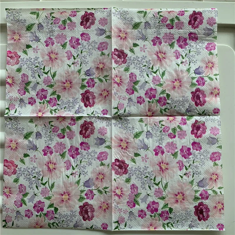 Decoupage-Servilletas de papel de flores, mariposas, 20 unidades