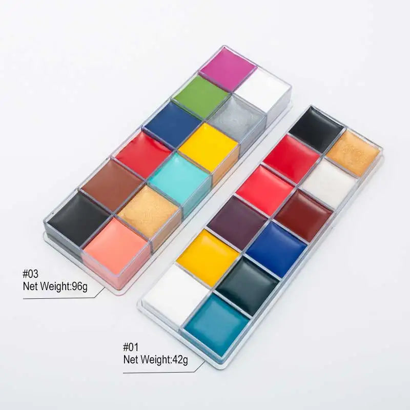 Kit de pintura con pinceles para niños y adultos, maquillaje corporal, arte corporal, ingrediente seguro, 12/20 colores