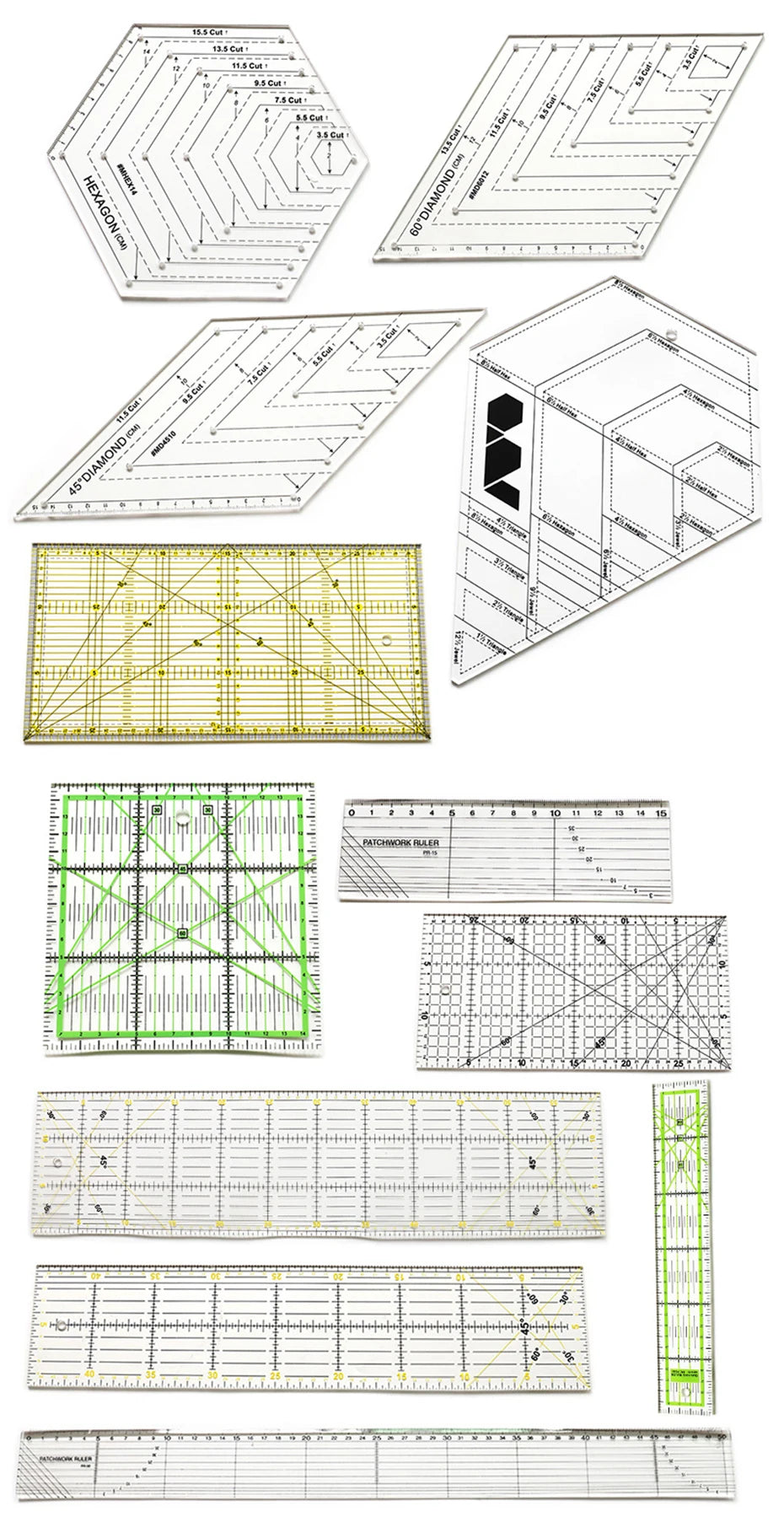 4 unids/set de reglas de costura, acrílicas