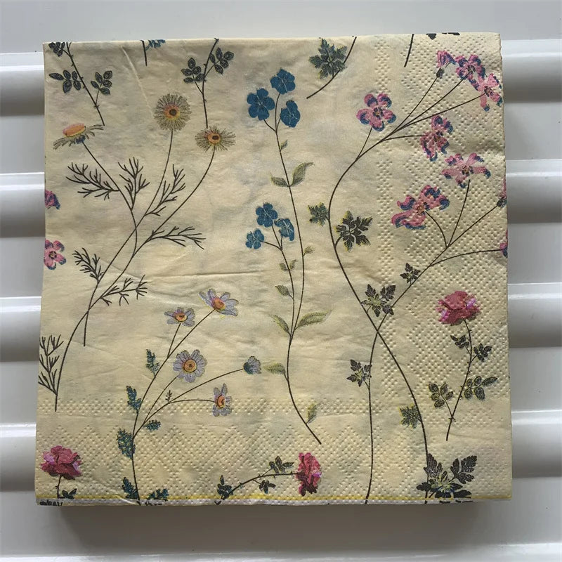 Decoupage-Servilletas de papel de flores, mariposas, 20 unidades