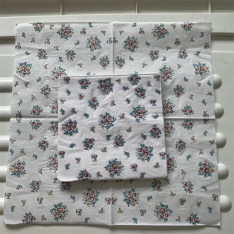 Decoupage-Servilletas de papel de flores, mariposas, 20 unidades