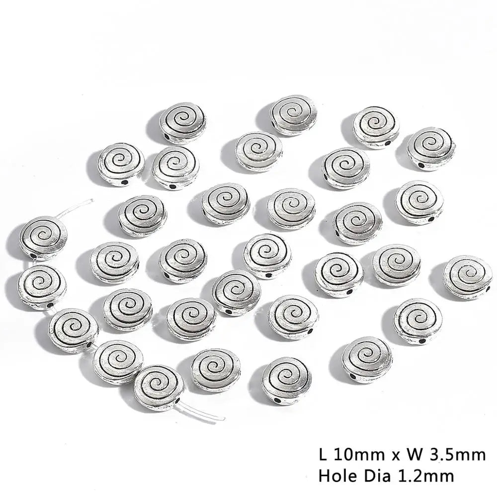 Cuentas espaciadoras de aleación con patrón oblato, mostacillas de metal, 20-30 Uds.