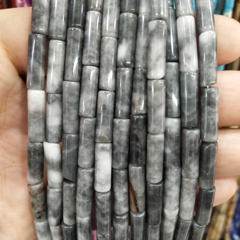 Cilindro de piedra Natural, turquesas, ágatas, lapislázuli, mostacillas de piedra