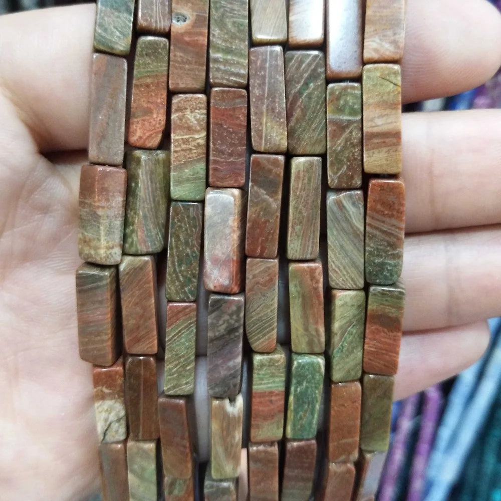 28PCS aprox. Piedra Natural cuadrada, Ojo de Tigre, lapislázuli, ágata, labradorita, jaspe, para fabricación de joyas 4*13mm