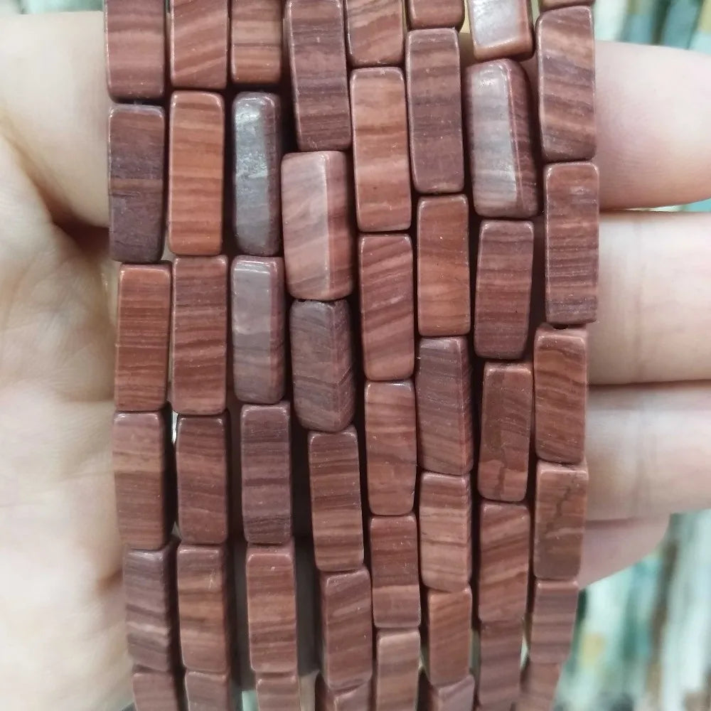 28PCS aprox. Piedra Natural cuadrada, Ojo de Tigre, lapislázuli, ágata, labradorita, jaspe, para fabricación de joyas 4*13mm